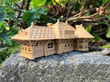 Small Brown N-Scale Sonoma Valley Train Depot Wood Color (w/Interiors) 1:160 by Gold Rush Bay