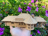 Small Brown N-Scale Sonoma Valley Train Depot Wood Color (w/Interiors) 1:160 by Gold Rush Bay