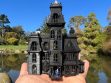 Small Black Miniature #37 N-Scale Addams Family Mansion Wednesday Victorian House Built