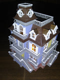 FURNISHED Gray Miniature Haunted Mansion Victorian #4 House 1:87 HO Scale