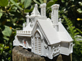 Miniature HO-Scale English Manor Castle Tudor Hall White 1:87 Miniature Model by Gold Rush Bay