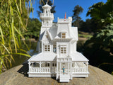 Miniature HO Scale Practical Witch Magic Victorian House Built White