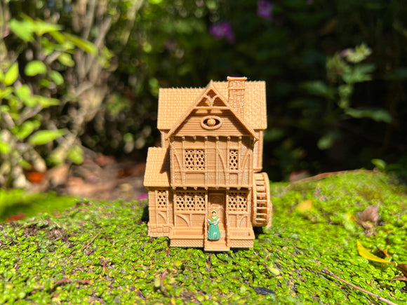 Small Miniature #38 Magical Brown N-Scale Sanderson Sisters’ Brown Witch Cottage from Salem House Including Interiors
