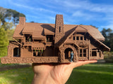 Brown Miniature HO-Scale Yellowstone Cowboy Ranch House 1:87 scale Old West #10