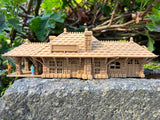 Small Brown N-Scale Sonoma Valley Train Depot Wood Color (w/Interiors) 1:160 by Gold Rush Bay