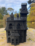 Opening Black HO-Scale Miniature #37 Addams Family Mansion Wednesday Victorian House Built 1/87 built with Hinge