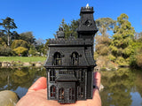 Small Black Miniature #37 N-Scale Addams Family Mansion Wednesday Victorian House Built