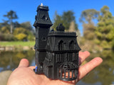 Small Black Miniature #37 N-Scale Addams Family Mansion Wednesday Victorian House Built