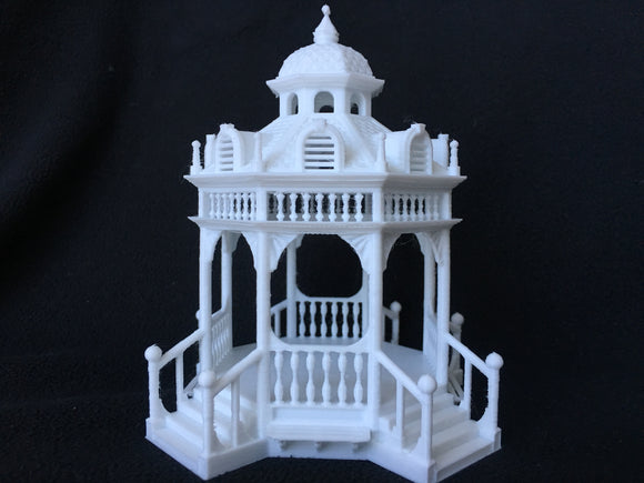 White Detailed Miniature Gazebo Victorian Bandstand 1:87 or HO Scale