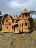 Miniature #37 HO-Scale Munster Family Mansion Brown Mockingbird Victorian House Built