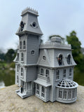 Small Gray Miniature #37 N-Scale Addams Family Mansion Wednesday Victorian House Built