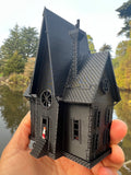 Small Black Miniature N-Scale Gru Villain Victorian Gothic House Minion Mansion Built