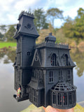 Opening Black HO-Scale Miniature #37 Addams Family Mansion Wednesday Victorian House Built 1/87 built with Hinge