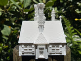 Miniature HO-Scale English Manor Castle Tudor Hall White 1:87 Miniature Model by Gold Rush Bay