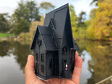 Small Black Miniature N-Scale Gru Villain Victorian Gothic House Minion Mansion Built