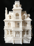 HO Scale White Miniature Victorian Collection #4 Mansion by Gold Rush Bay INCLUDING INTERIORS