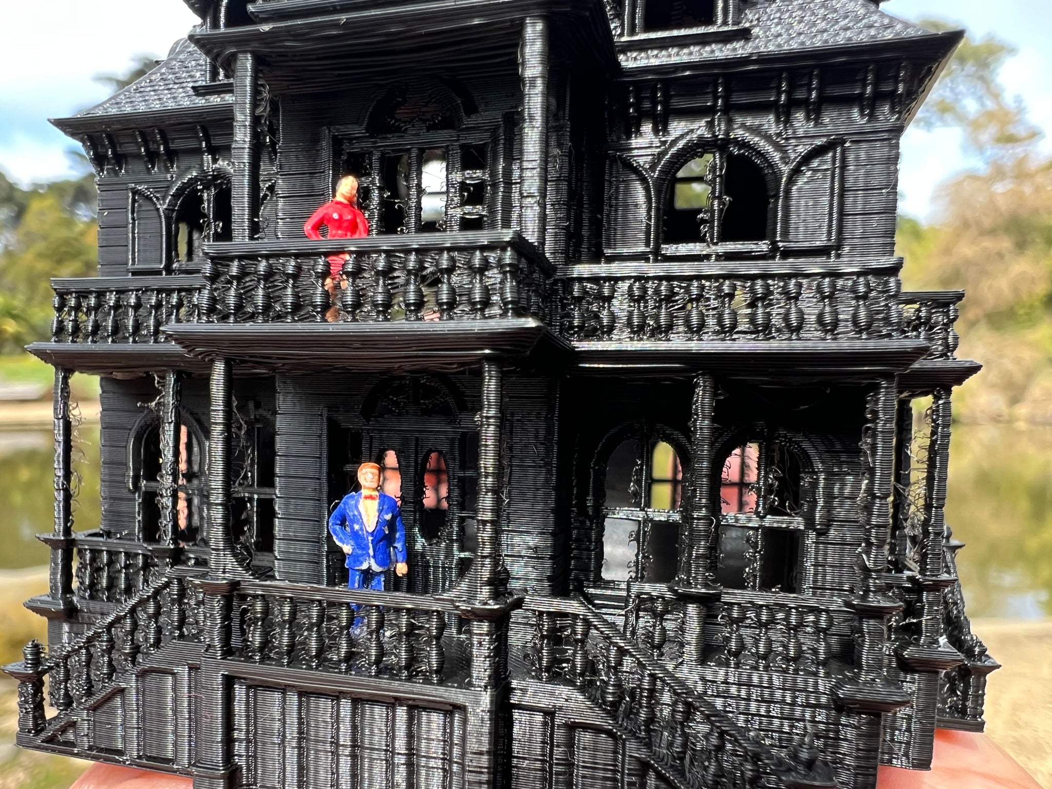 Miniature N-Scale Victorian #4 Black Haunted Mansion Assembled