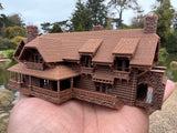 Small Brown Miniature N-Scale Yellowstone Cowboy Ranch House 1:160 scale Old West #10