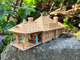 Brown HO-Scale Sonoma Valley Train Depot Wood Color (w/Interiors) 1:87 by Gold Rush Bay