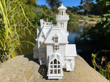 Miniature HO Scale Practical Witch Magic Victorian House Built White