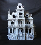 Gray Miniature Haunted Halloween House/Mansion Victorian House 1:87 HO Scale