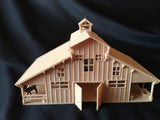 Miniature HO Scale Old West #6 Frontier Wood Livery Barn Stables Assembled w/ Interiors