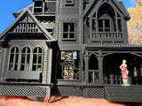 Miniature HO Scale Black Practical Witch Magic Victorian House Built Black