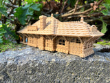 Small Brown N-Scale Sonoma Valley Train Depot Wood Color (w/Interiors) 1:160 by Gold Rush Bay