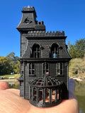 Small Black Miniature #37 N-Scale Addams Family Mansion Wednesday Victorian House Built