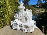 Miniature HO Scale Practical Witch Magic Victorian House Built White