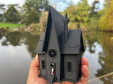 Small Black Miniature N-Scale Gru Villain Victorian Gothic House Minion Mansion Built