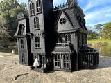 Black N-Scale Miniature #37 Addams Family Mansion Wednesday Victorian House Built 1/160