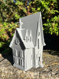 Small Gray Miniature N-Scale Gru Villain Victorian Gothic House Minion Mansion Built