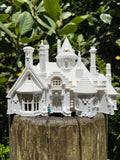 Miniature HO-Scale English Manor Castle Tudor Hall White 1:87 Miniature Model by Gold Rush Bay