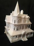 N-Scale Miniature Victorian #12 Madam Sally House Assembled Gothic Train White