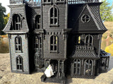 Black N-Scale Miniature #37 Addams Family Mansion Wednesday Victorian House Built 1/160