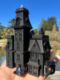 Small Black Miniature #37 N-Scale Addams Family Mansion Wednesday Victorian House Built