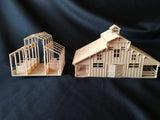 Miniature HO Scale Old West #6 Frontier Wood Livery Barn Stables Assembled w/ Interiors