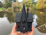 Small Black Miniature N-Scale Gru Villain Victorian Gothic House Minion Mansion Built