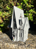 Small Gray Miniature N-Scale Gru Villain Victorian Gothic House Minion Mansion Built