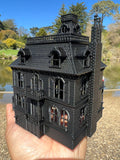 Black Miniature Haunted Halloween House/Mansion Victorian House 1:87 HO Scale