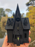 Small Black Miniature N-Scale Gru Villain Victorian Gothic House Minion Mansion Built