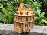 FURNISHED Wood Brown Miniature Haunted Mansion Victorian #4 House 1:87 HO Scale