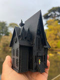 Small Black Miniature N-Scale Gru Villain Victorian Gothic House Minion Mansion Built