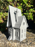 Small Gray Miniature N-Scale Gru Villain Victorian Gothic House Minion Mansion Built