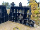 Opening Black HO-Scale Miniature #37 Addams Family Mansion Wednesday Victorian House Built 1/87 built with Hinge