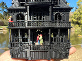 Black Miniature Haunted Halloween House/Mansion Victorian House 1:87 HO Scale