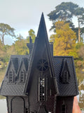 Small Black Miniature N-Scale Gru Villain Victorian Gothic House Minion Mansion Built