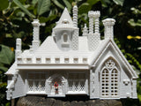 Miniature HO-Scale English Manor Castle Tudor Hall White 1:87 Miniature Model by Gold Rush Bay