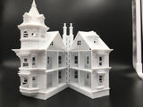 HO Scale Miniature Victorian #3 Queen Anne Tower House 1:87 White (Hinge)